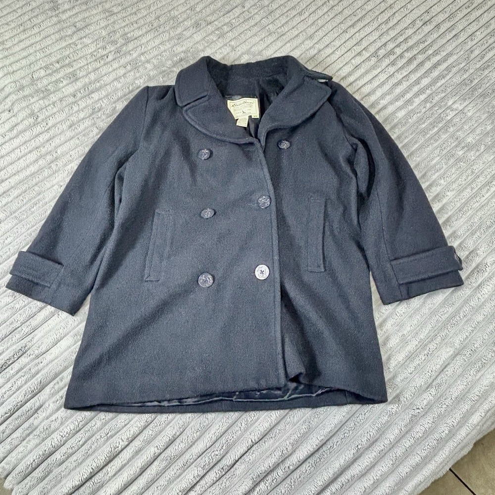 Vintage Eddie Bauer Pea Coat Jacket Wool Blend Heavy Blue Women's Size Small